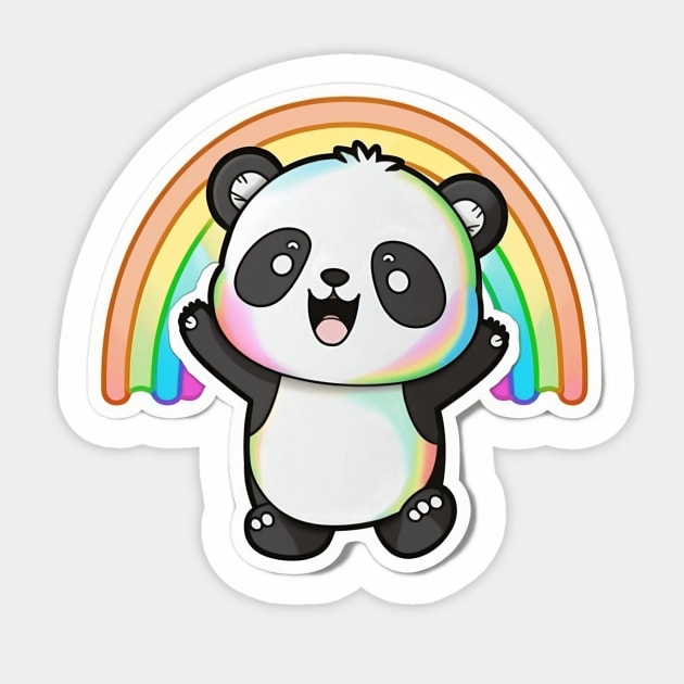 Cute Cartoon Panda Rainbow Colourful Funny Kawaii Sticker by kiddo200